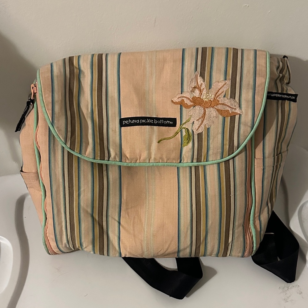 Petunia Pickle Bottom Floral Striped Baby Bag